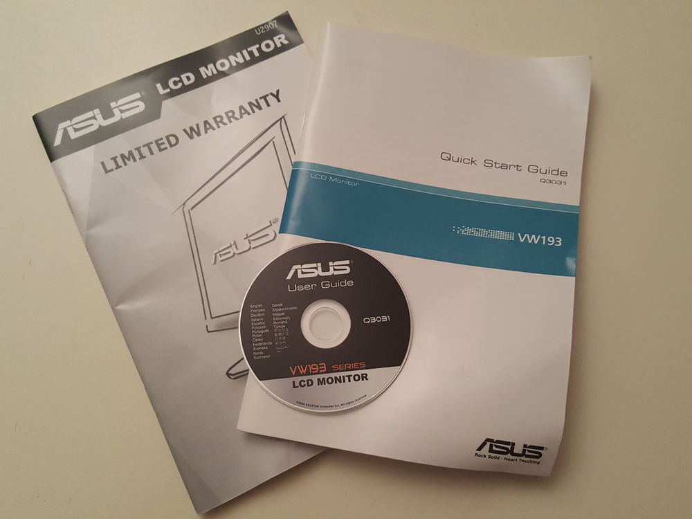 ASUS VW193 SERIES MONITOR DISC ET NOTICE Q3031 Matériel informatique