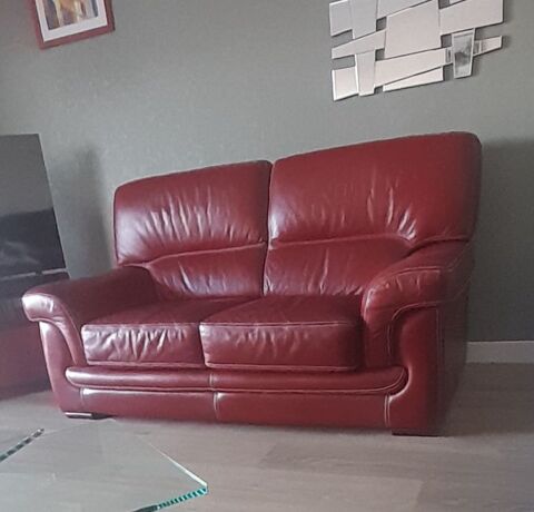 Canap� cuir rouge excellent �tat  280 Besan�on (25)
