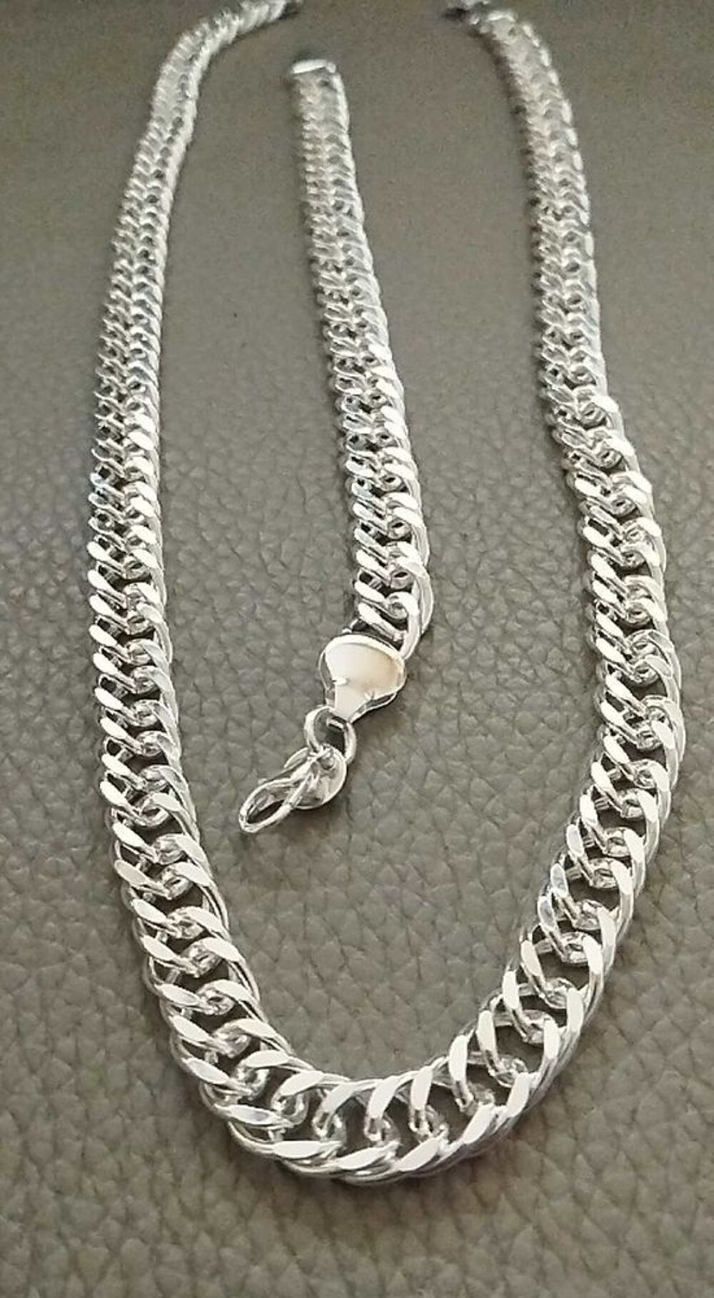 Prestigieux ensemble cha&icirc;ne et bracelet argent 925 grosse maille 60 cm./20cm Bijoux et montres