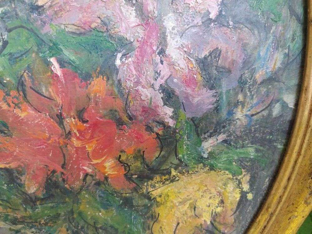 Tableau Peinture Florale Sign&eacute;e P. Croutte 
Décoration