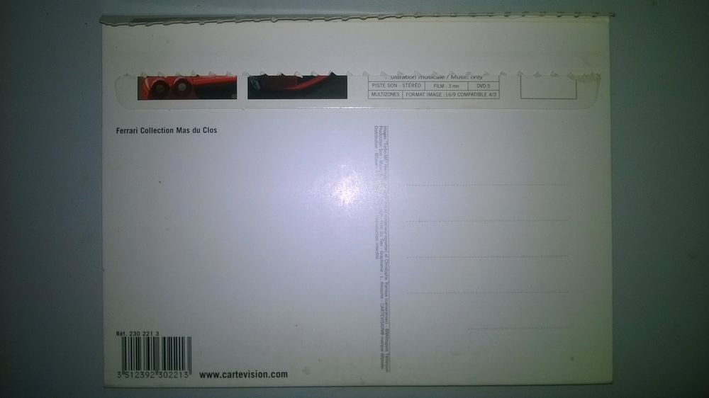 Carte Ferrari avec DVD
Pour envoie 
DVD et blu-ray