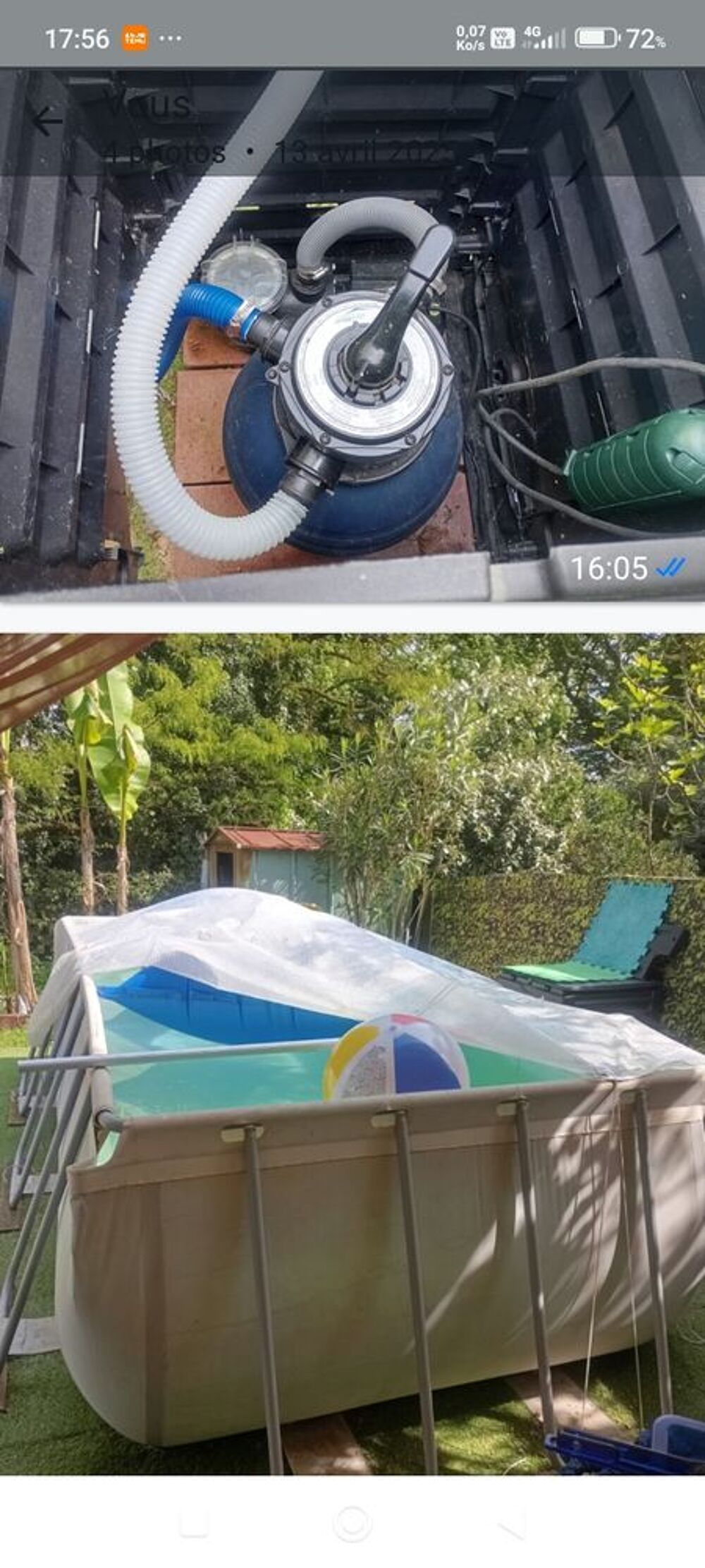 Piscine hors sol 4sur 2.. plus accessoires Jardin