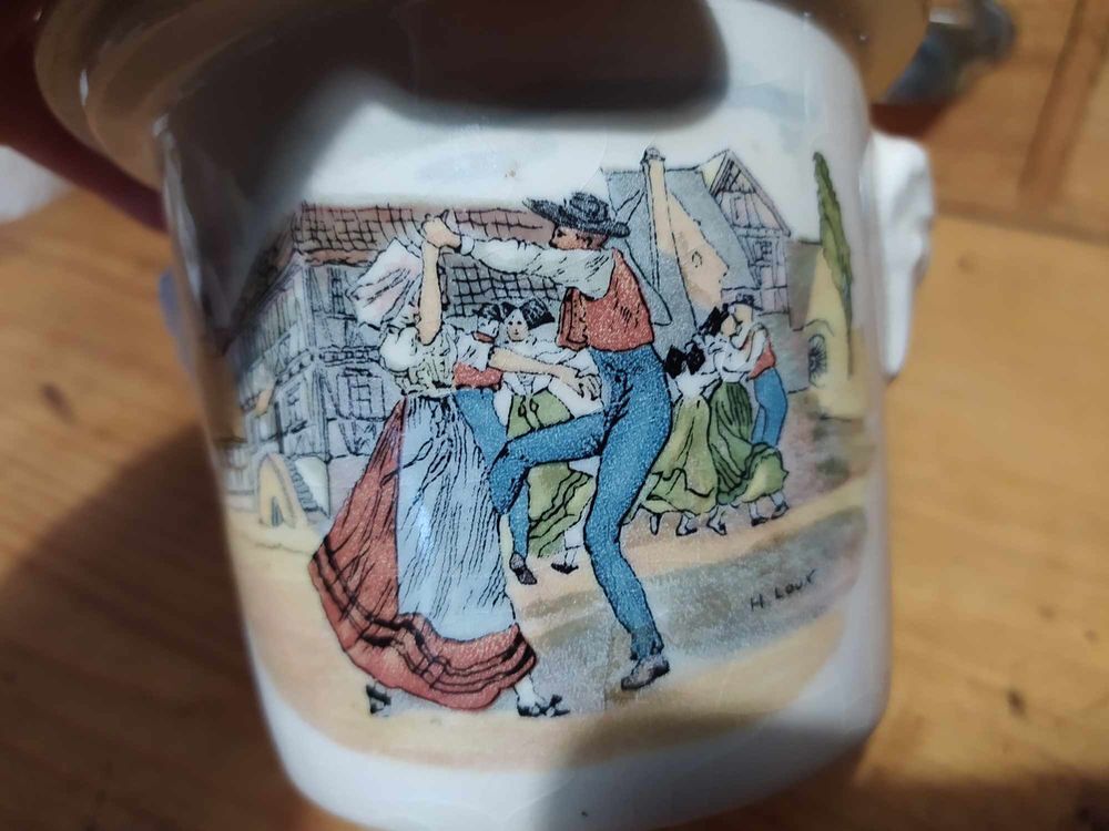 Pot Fa&iuml;ence Obernai Sarreguemines D&eacute;cor Danseurs H. Loux Décoration