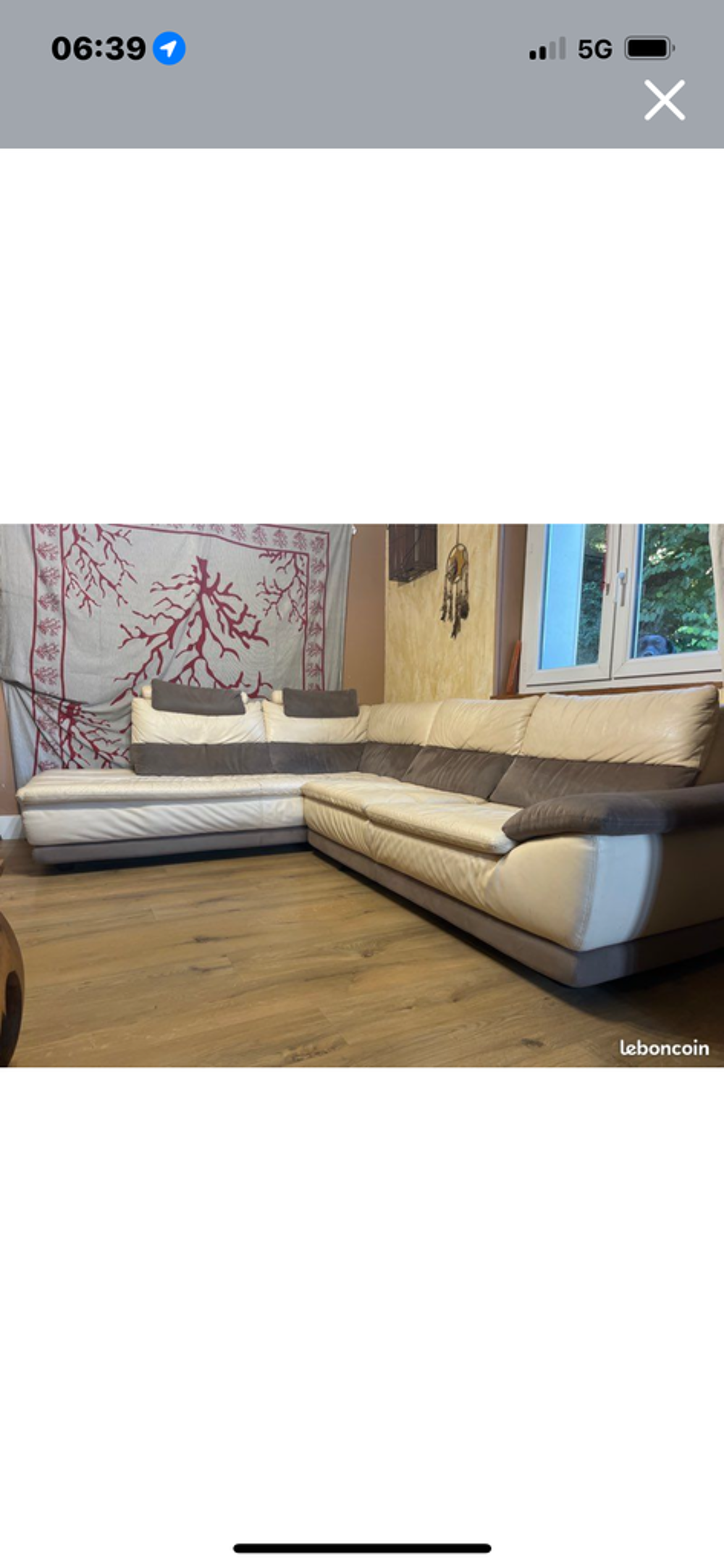 Canap&eacute; d'angle en cuir bicolore Meubles