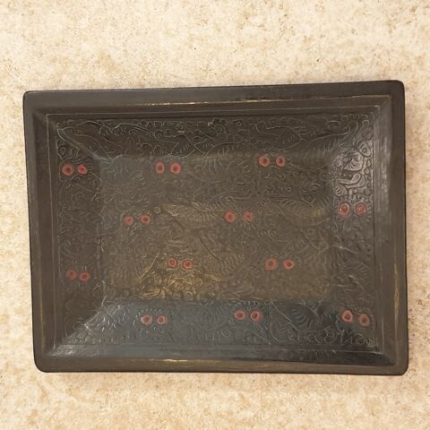 Ancien plateau en bois gravé noir et rouge Mexicain 19X25 cm 45 Antony (92)