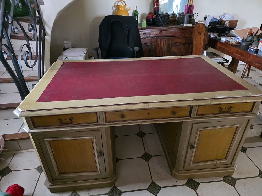 bureau americain double face dessus cuir Meubles