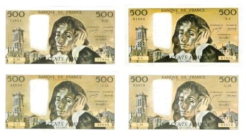 LOT A DE 4 BILLETS 500 F PASCAL SPL 395 Raismes (59)