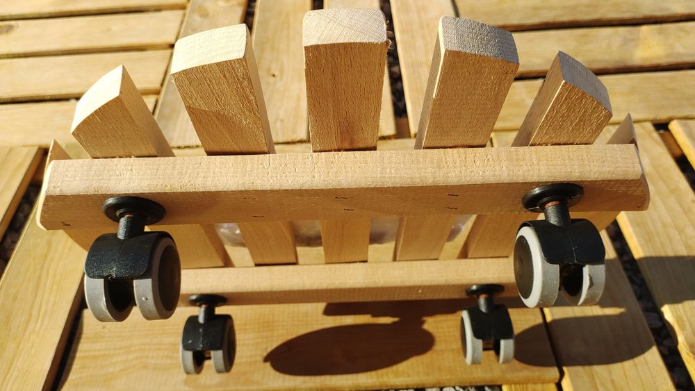 Porte Plante sur Roulettes en Bois Massif - Neuf Décoration