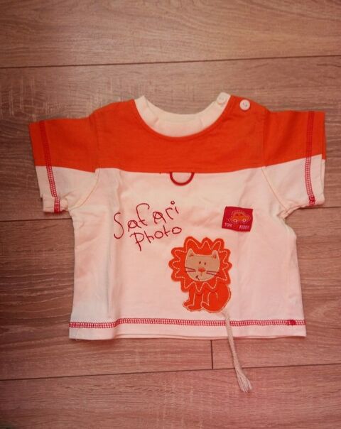 Tee-shirt manches courtes orange et cr�me 6 mois 2 Villiers (86)