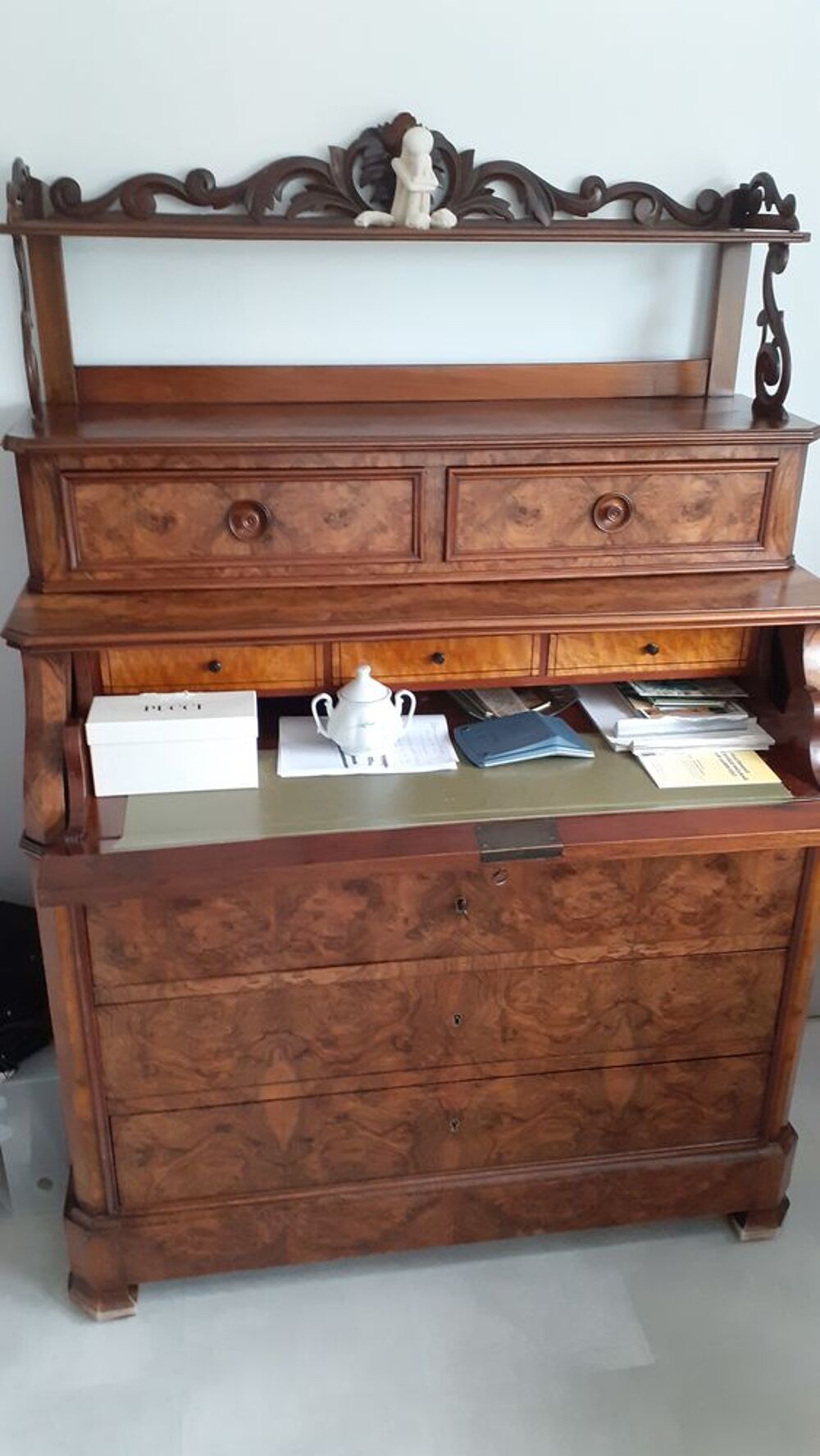 SECRETAIRE ROULEAU RONCE DE NOYER Meubles