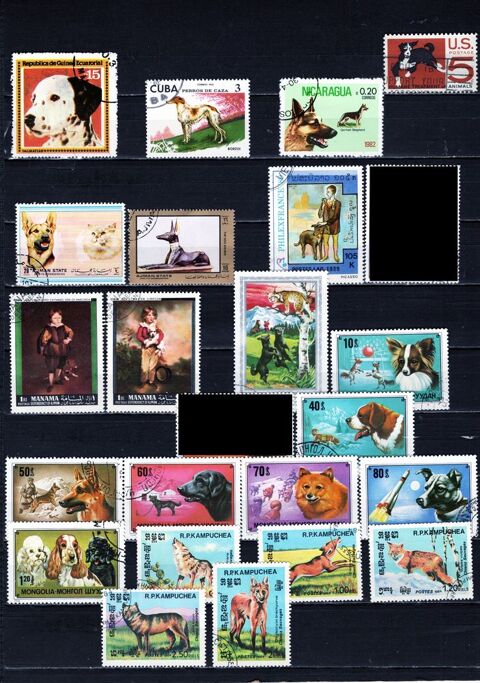 lot de 85 timbres du MONDE avec des CANIDES 4 Les glisottes-et-Chalaures (33)