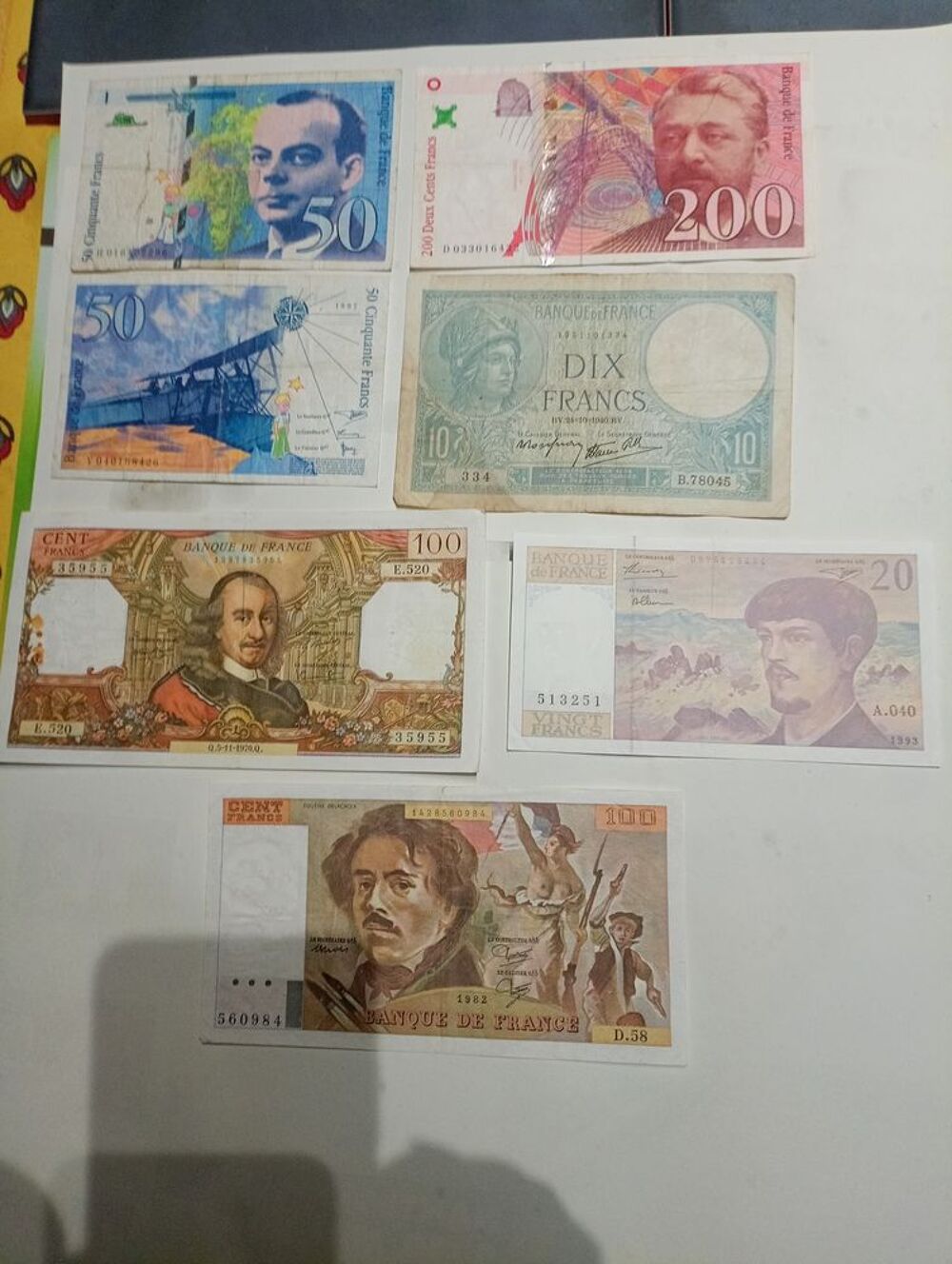 Billets en francs bon &eacute;tat g&eacute;n&eacute;ral anciens 