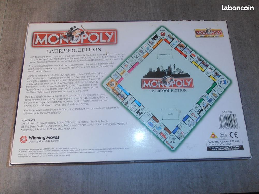 Monopoly Liverpool-en tr&egrave;s bon &eacute;tat et complet. Jeux / jouets