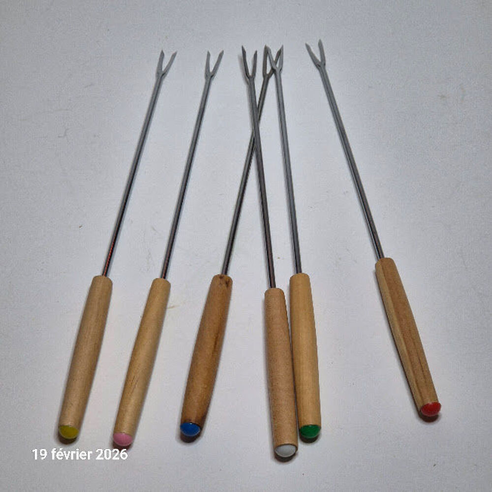 Lot de 6 longues fourchettes &agrave; fondue, acier Inoxydable, Cuisine