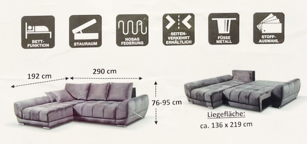 Canap&eacute; d'angle convertible avec caisson &eacute;tat neuf Meubles
