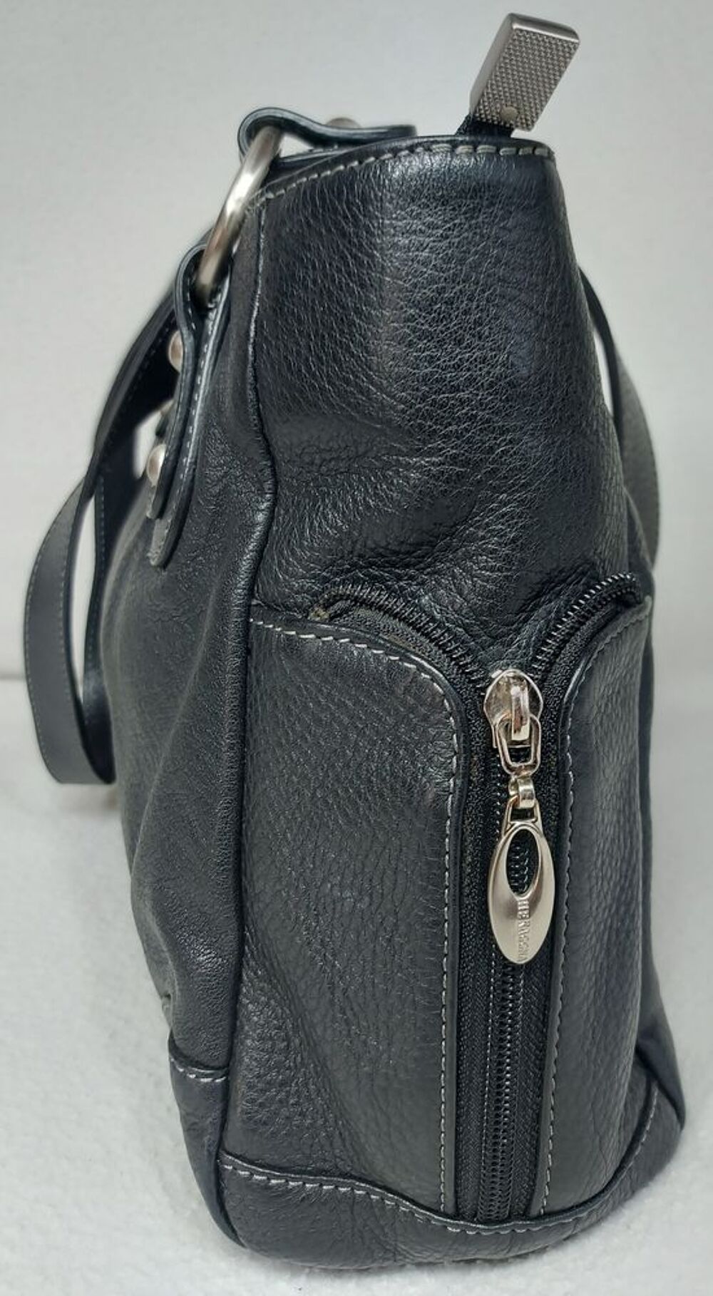 Hexagona Grand Sac &agrave; Main en Cuir de Vachette Noir Haut 21 Maroquinerie