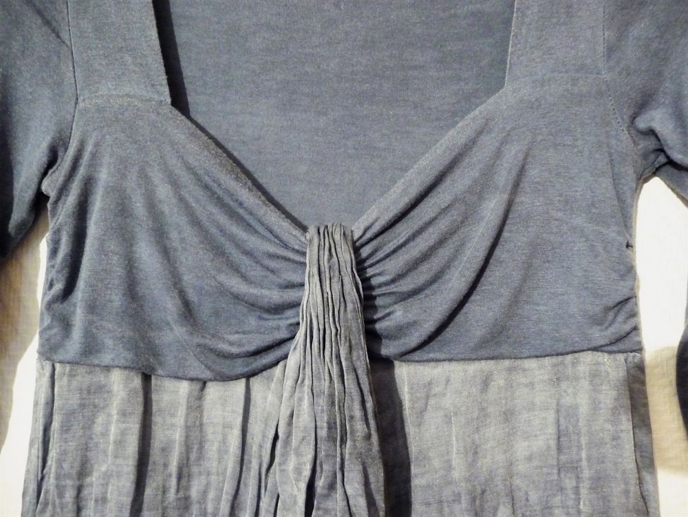 Robe en Soie et Viscose Bleu &agrave; Manches 3/4- Neuf- Vulcano Vêtements