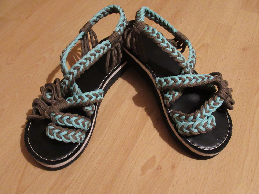 Sandales en corde bleu et marron - Taille 37 Chaussures