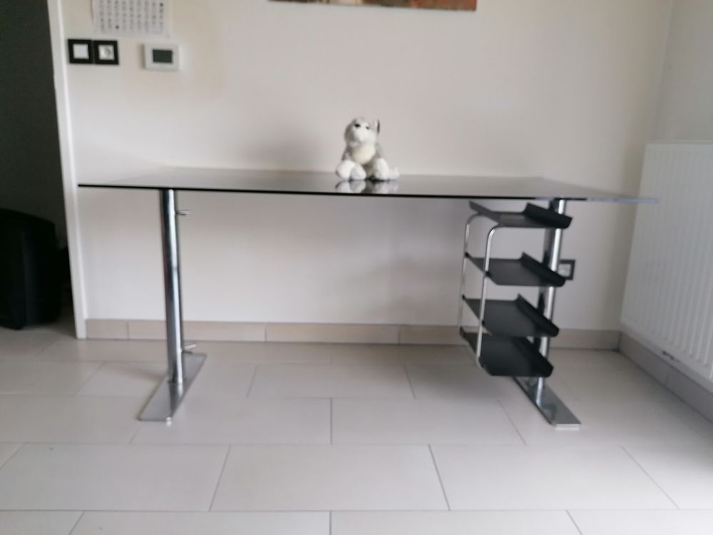 Bureau verre tremp&eacute; noir 155x85 Meubles