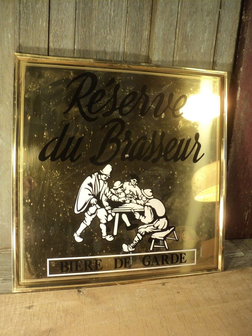 Plaque T&ocirc;le Miroir Publicitaire Bi&egrave;re R&eacute;serve du Brasseur 