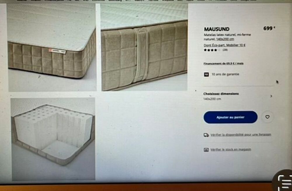 MATELAS LATEX NATUREL 140x200 Meubles