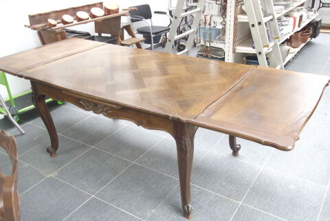 TABLE en CHENE MASSIF  250 x 100 cm.2 rallonges et 6 chaises 220 Ramous (64)