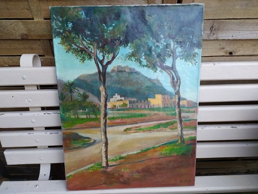 Tableau Orientaliste Le Santa Cruz &agrave; Oran Alg&eacute;rie Sign&eacute; 
