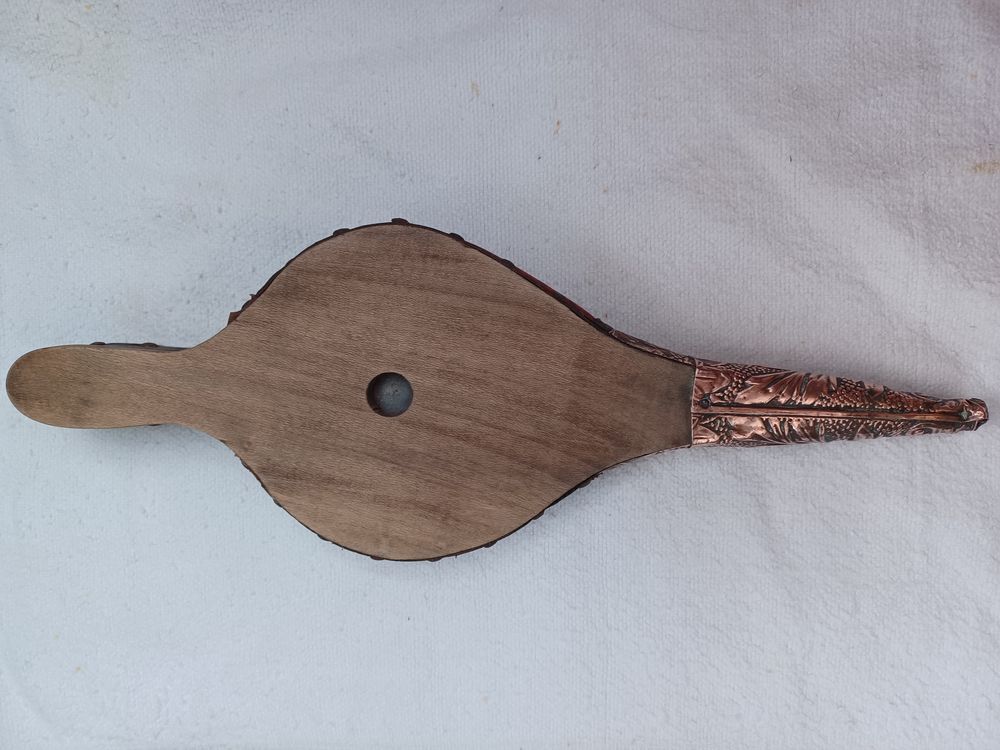Soufflet en bois et cuivre pour chemin&eacute;e ou barbecue Décoration