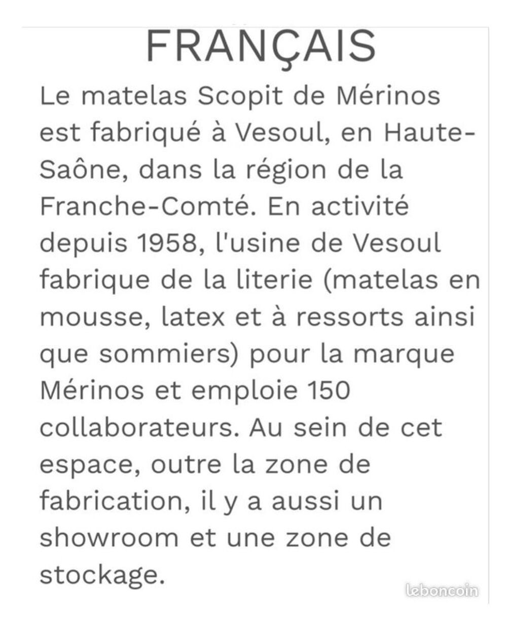 Matelas M&eacute;rinos Scopit en latex neuf Meubles