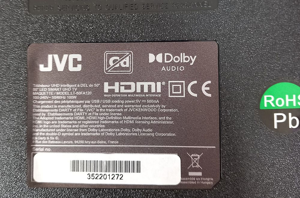 T&eacute;l&eacute;vision TV JVC 120cms tr&egrave;s bon &eacute;tat Electroménager