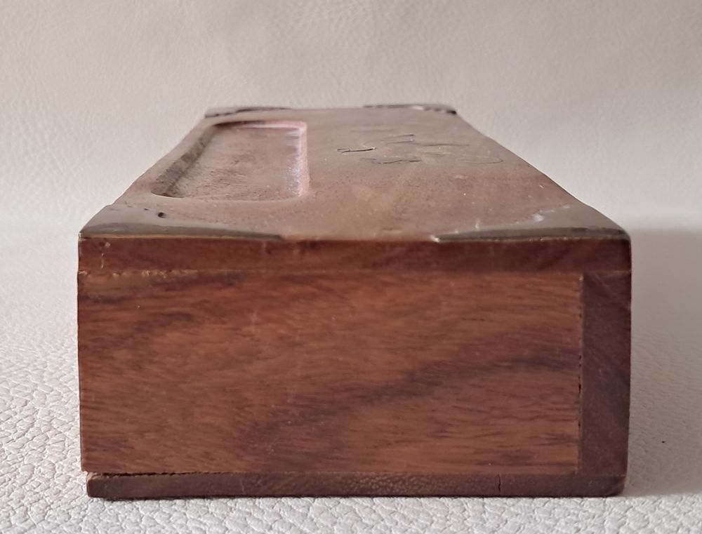 bo&icirc;te en bois exotique avec tiroir + incrusta laiton d' Inde Décoration