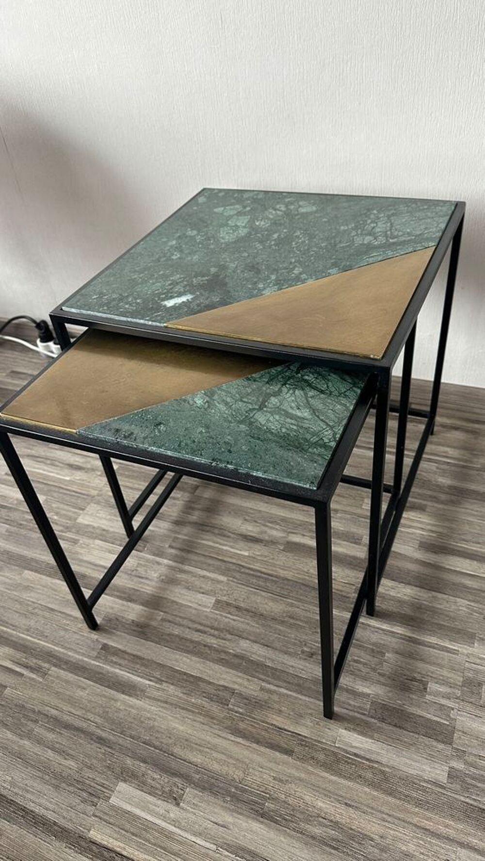 Tables gigognes marbre vert &amp; or Meubles
