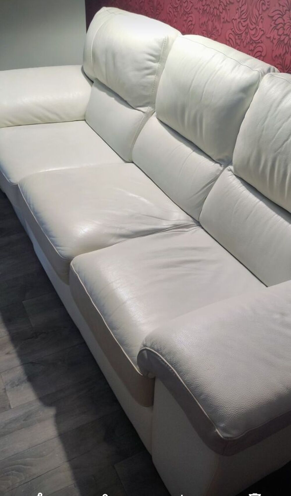 Canap&eacute; cuir vachette blanc Meubles