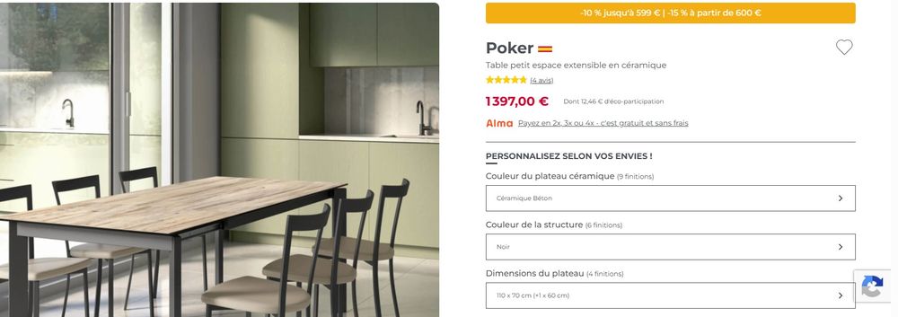 4 PIEDS TABLE CERAMIQUE EXT. ET CHAISES INDUSTRIELLES NEUFS Meubles