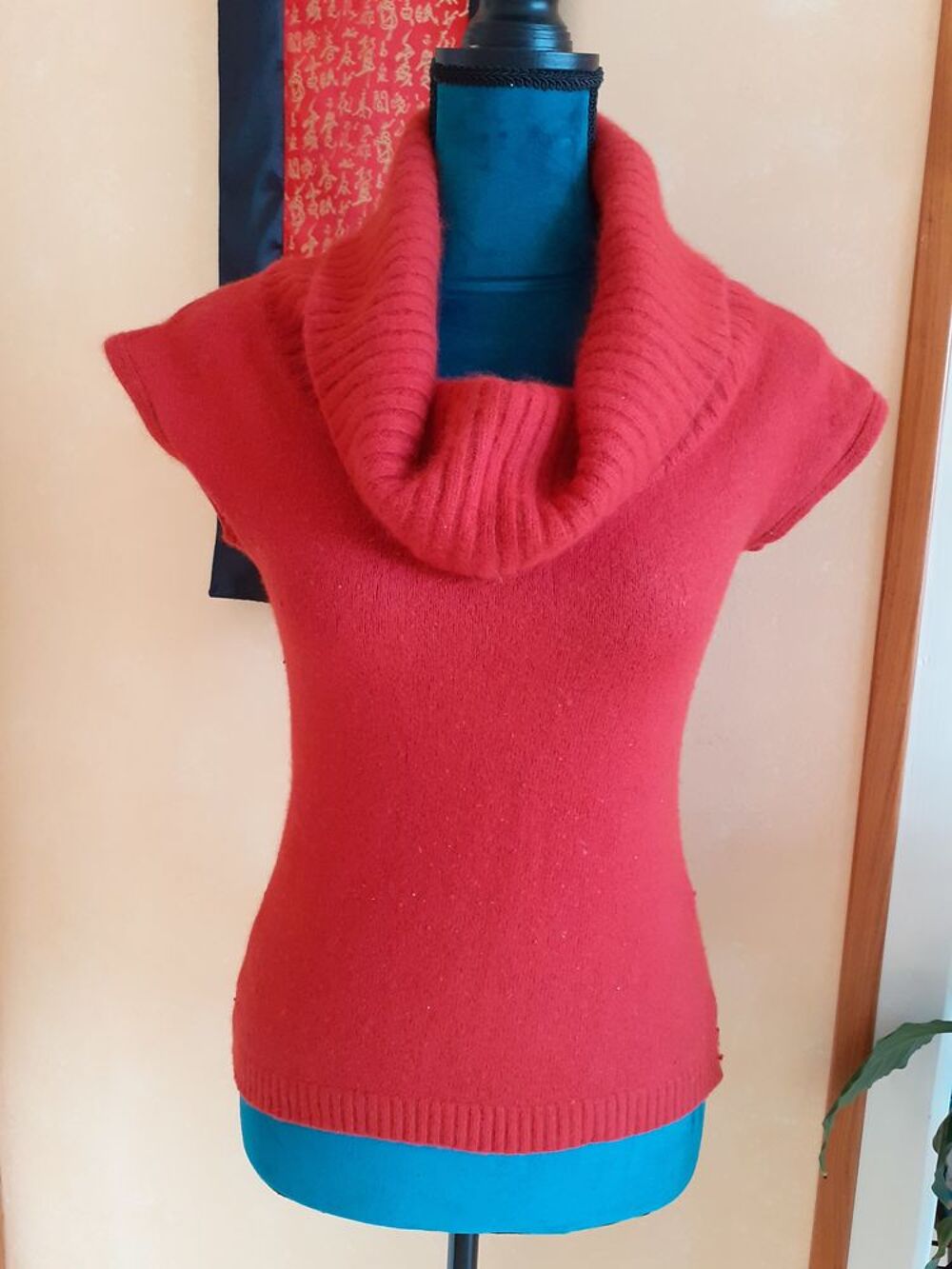 Pull rouge angora - Taille 36-38 Vêtements