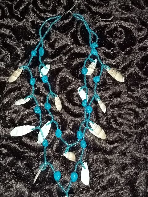 Colliers deux niveaux coquillages et perles turquoise 14 Strasbourg (67)