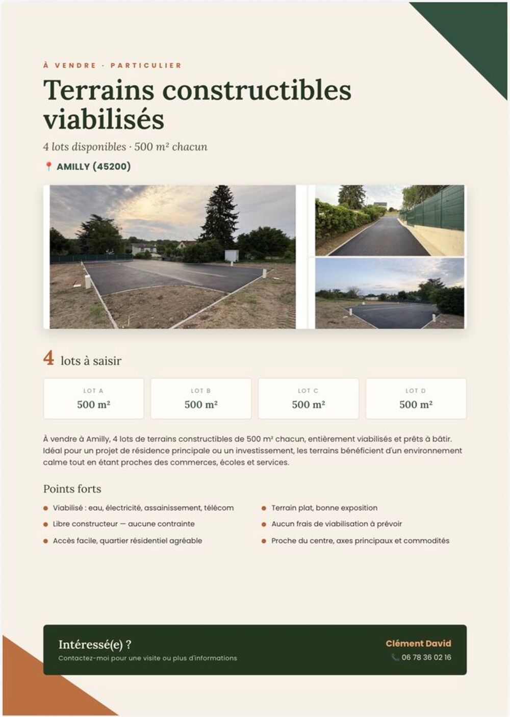 Vente Terrain Terrain viabilisés 500m2 AMILLY Amilly