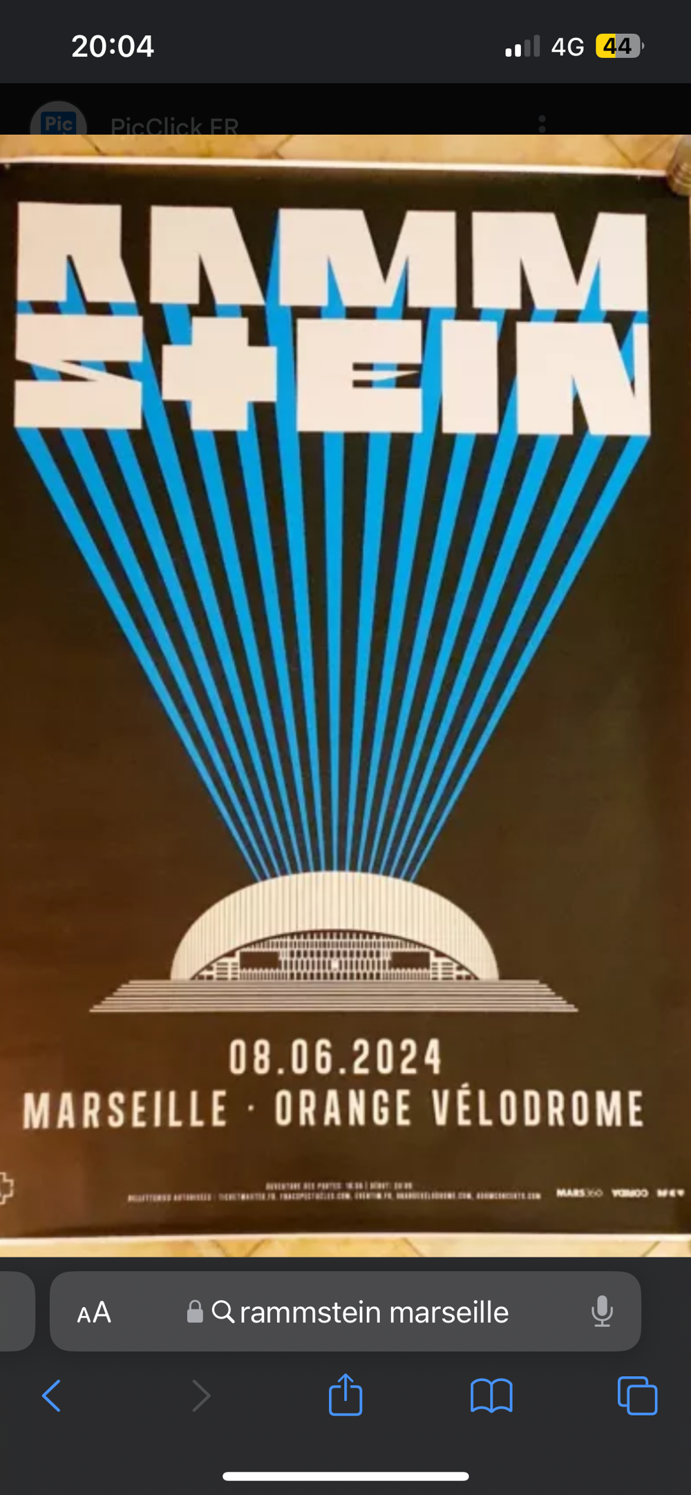 Billet rammstein x2 Marseille 8 juin Billetterie