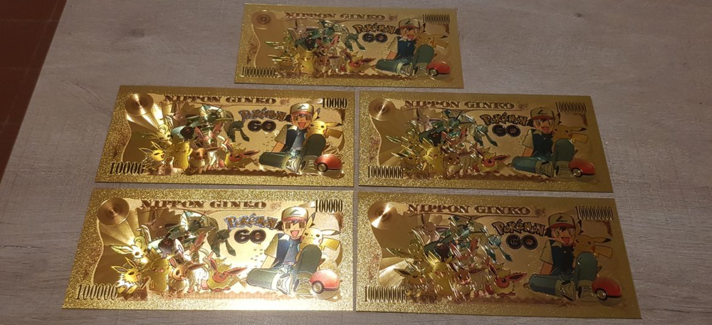 Lot de 5 Billets couleur or, de Pokemon Go Jeux / jouets