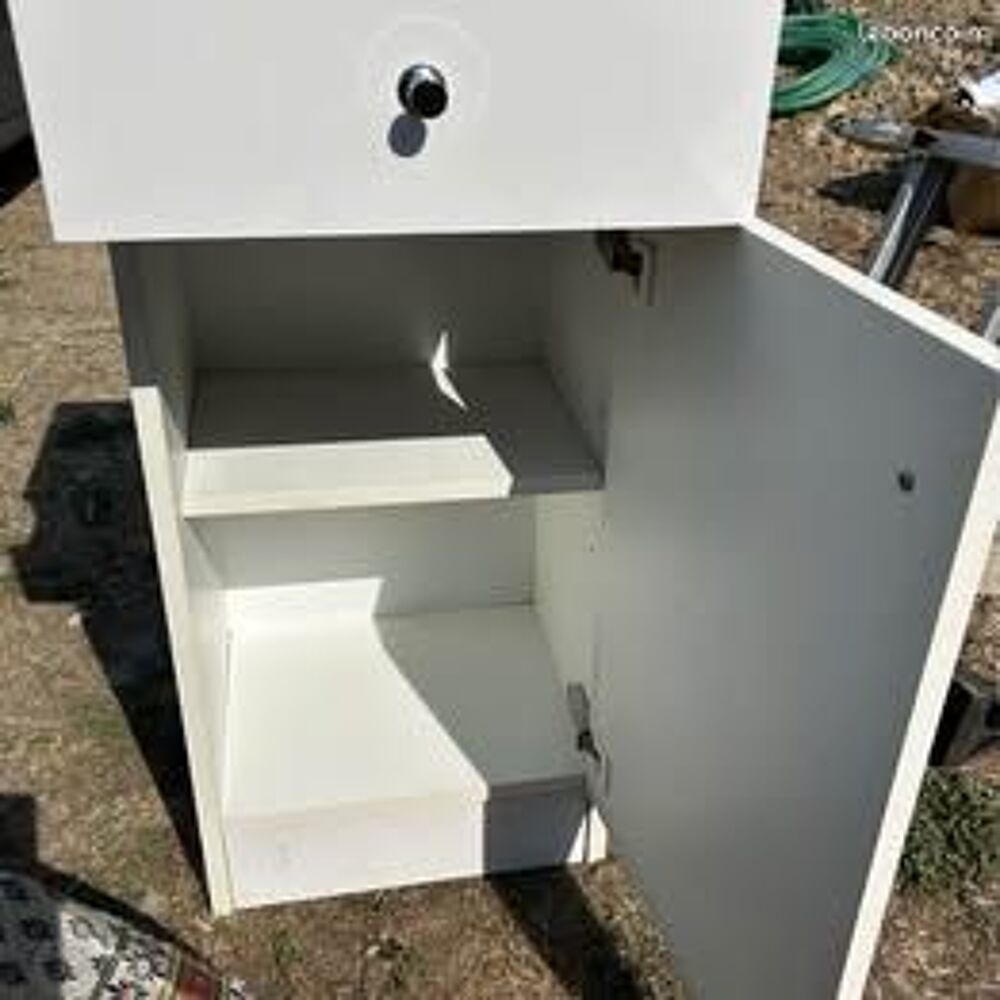 petit meuble de rangement blanc 1 porte et un tiroir Meubles