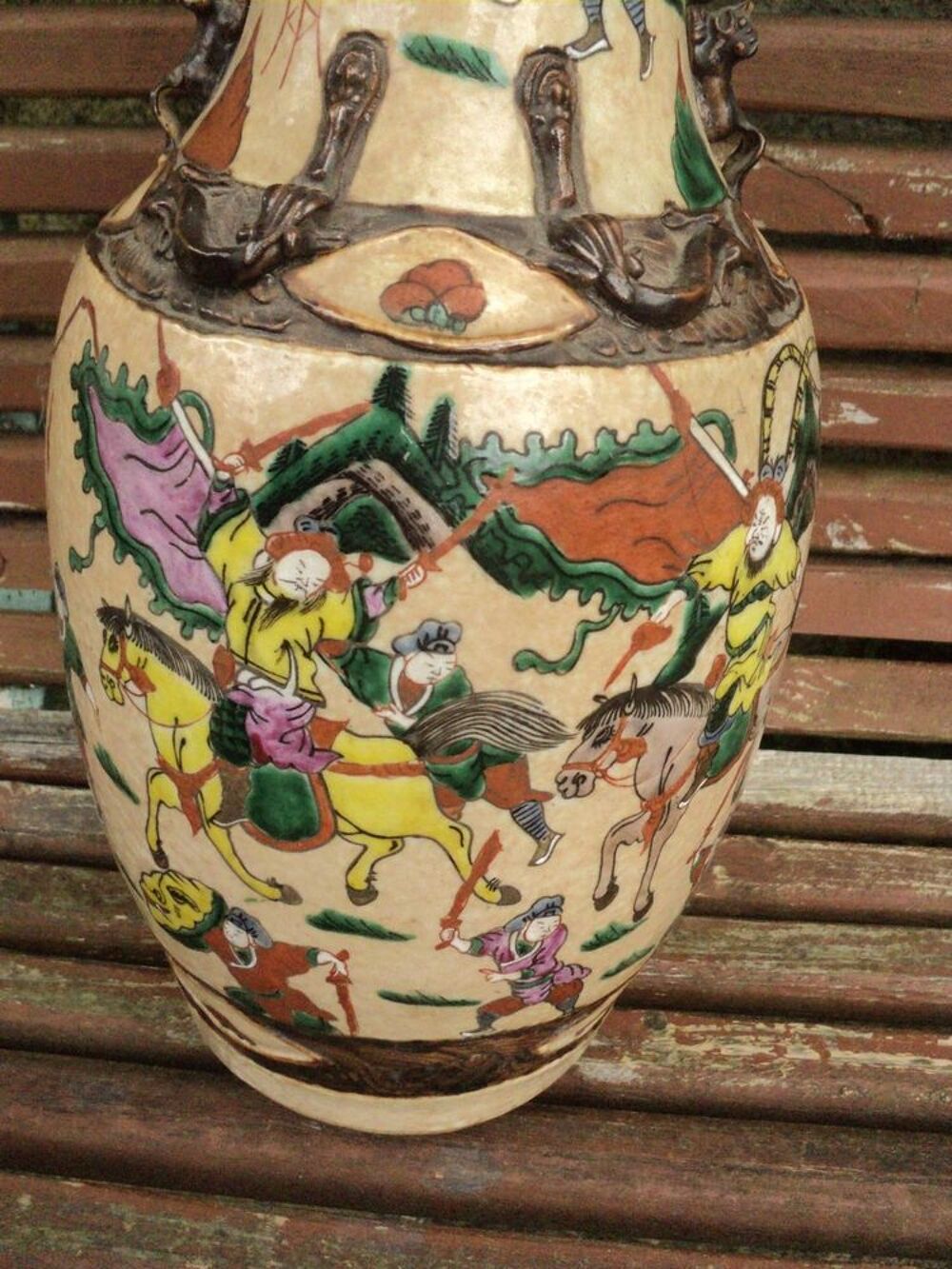 Ancien Grand Vase Chinois Porcelaine Chine Nankin Décoration