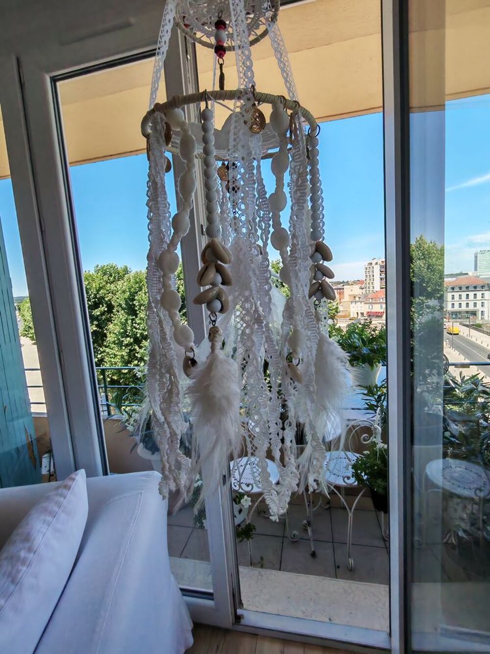 Magnifique attrape r&ecirc;ves blanc style boheme Décoration