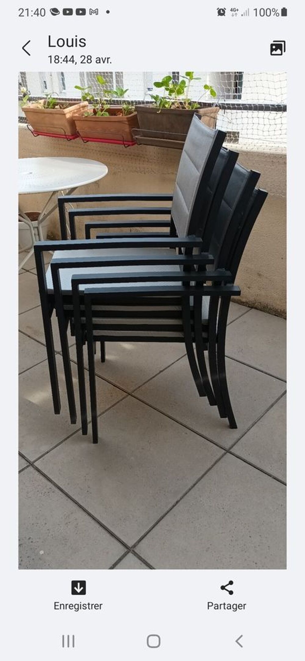 4 chaises de jardin accoudoirs Meubles