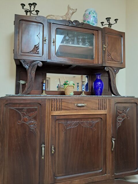 Buffet ancien anne 60 vaisselier bon tat dessus marbre 420 Cadillac (33)