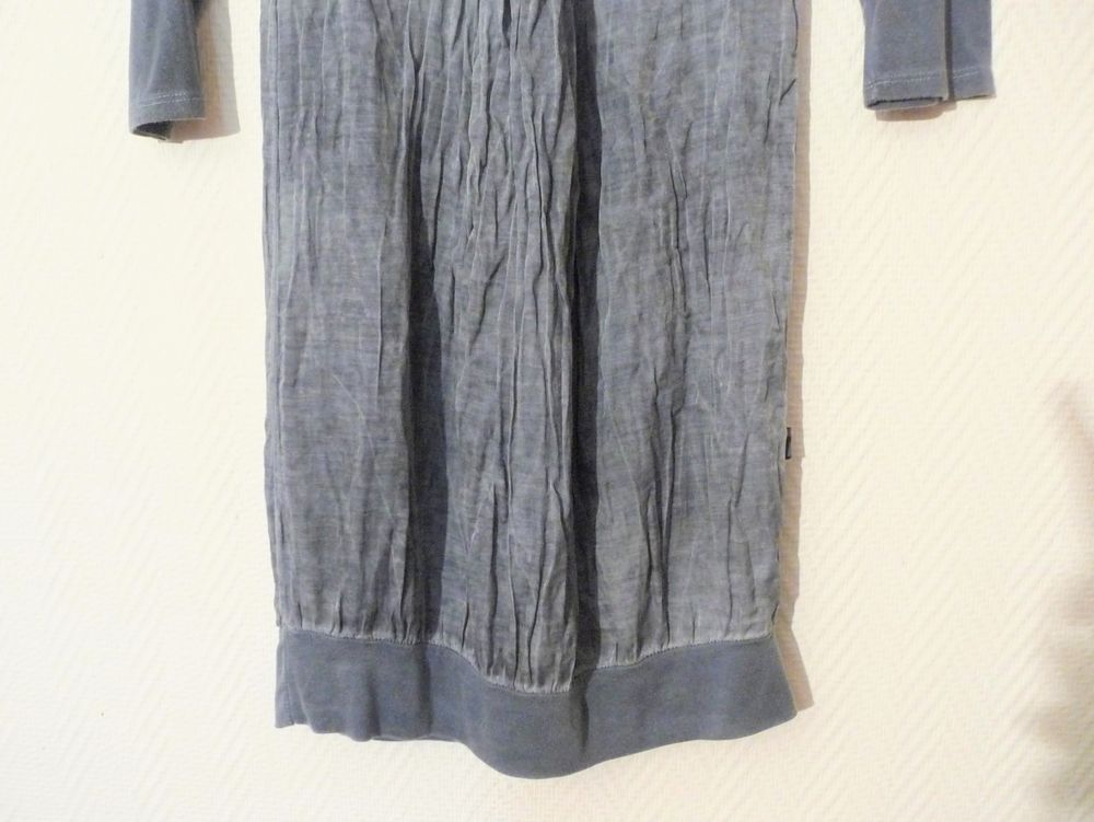Robe en Soie et Viscose Bleu &agrave; Manches 3/4- Neuf- Vulcano Vêtements