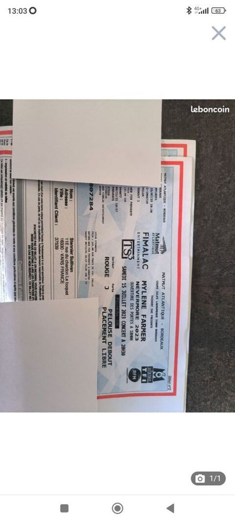 Billet Mylne farmer 140 Szanne (51)