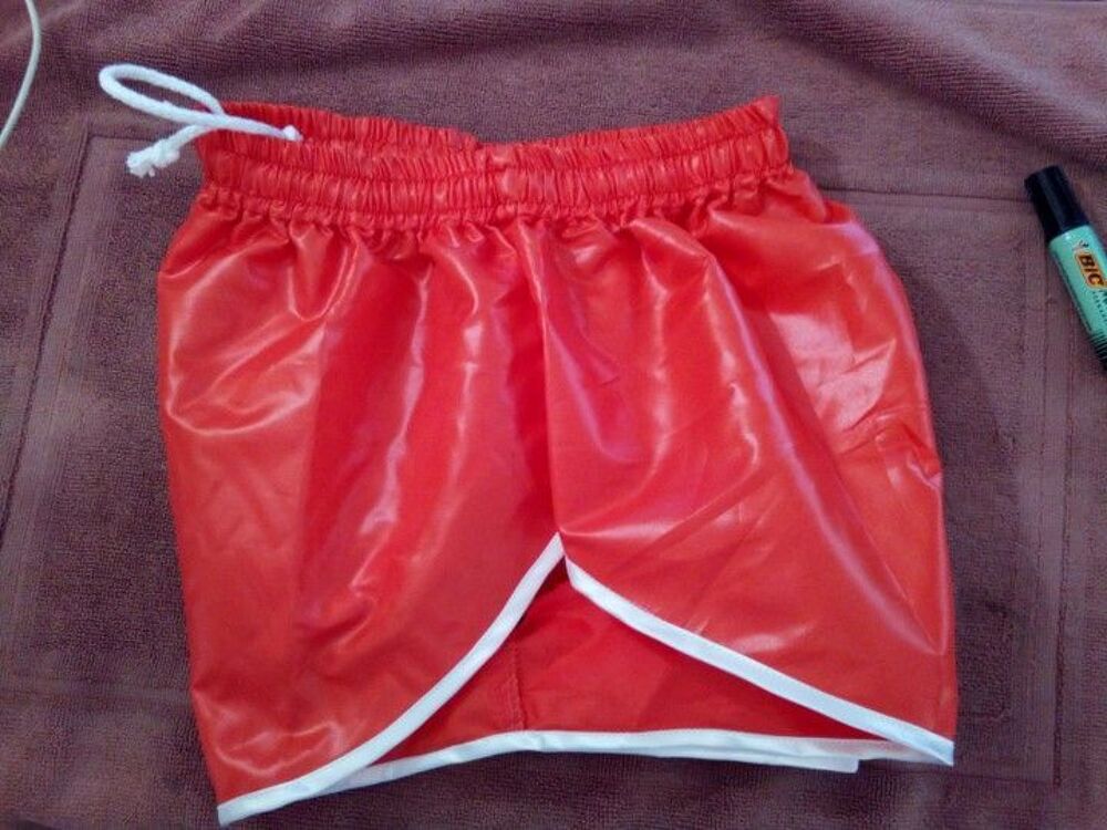 Short nylon polyamide vintage orange/blanc 2 tailles M44-L48 Vêtements