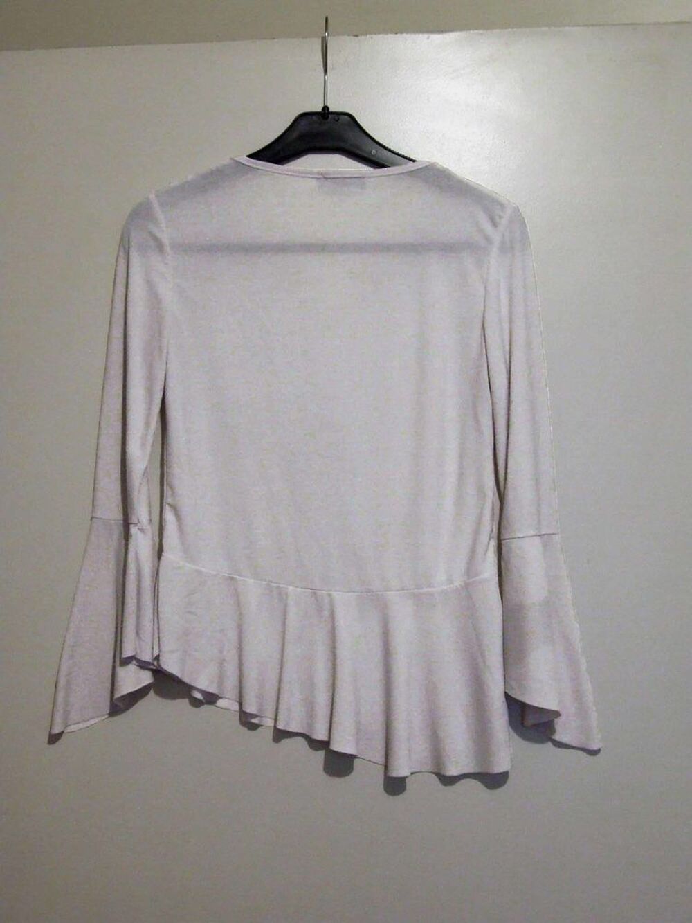 Tee-shirt, manches 3 4 &agrave; volants, blanc, T. unique Vêtements