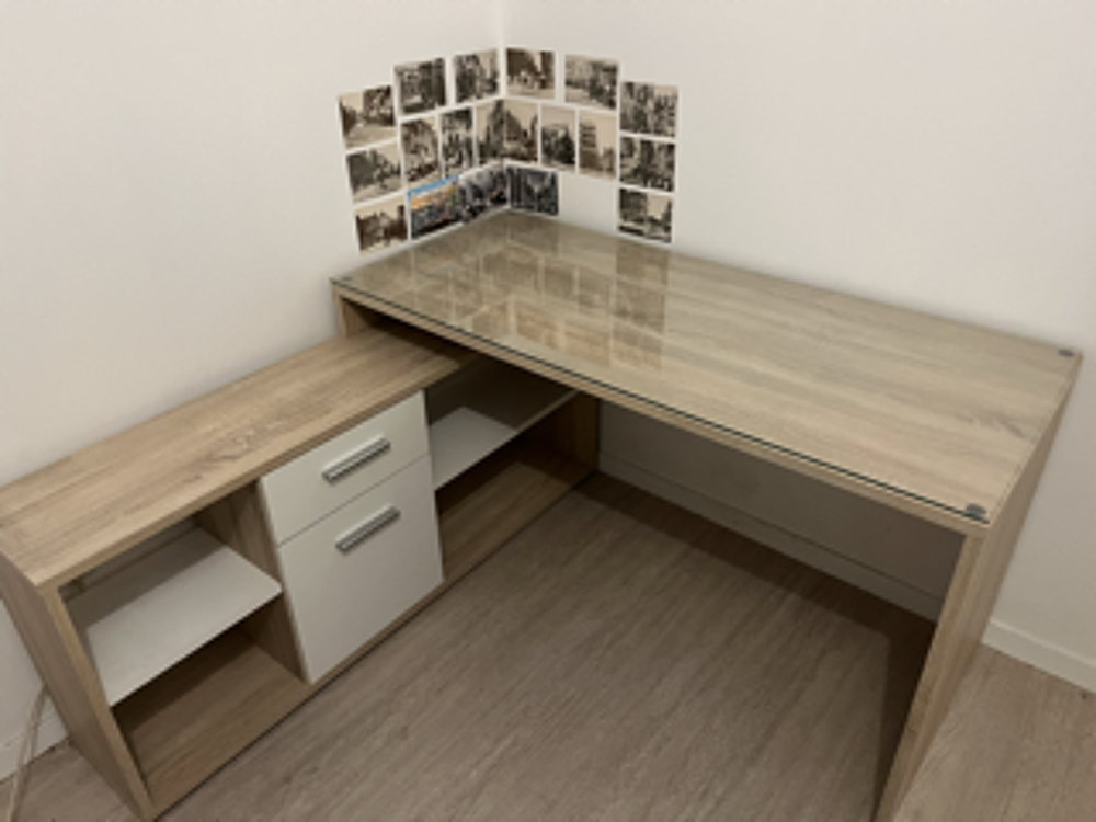Bureau angle 140x140 + plaque verre Meubles