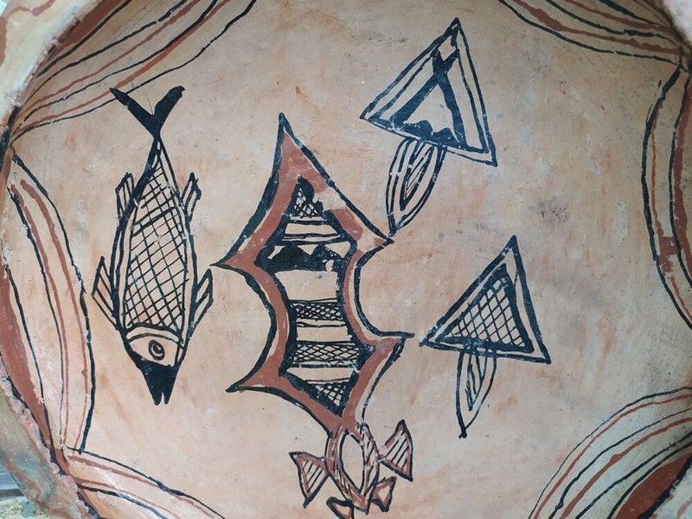 Plat Berb&egrave;re Tunisie Sejnane D&eacute;cor Poisson Crois du Sud 